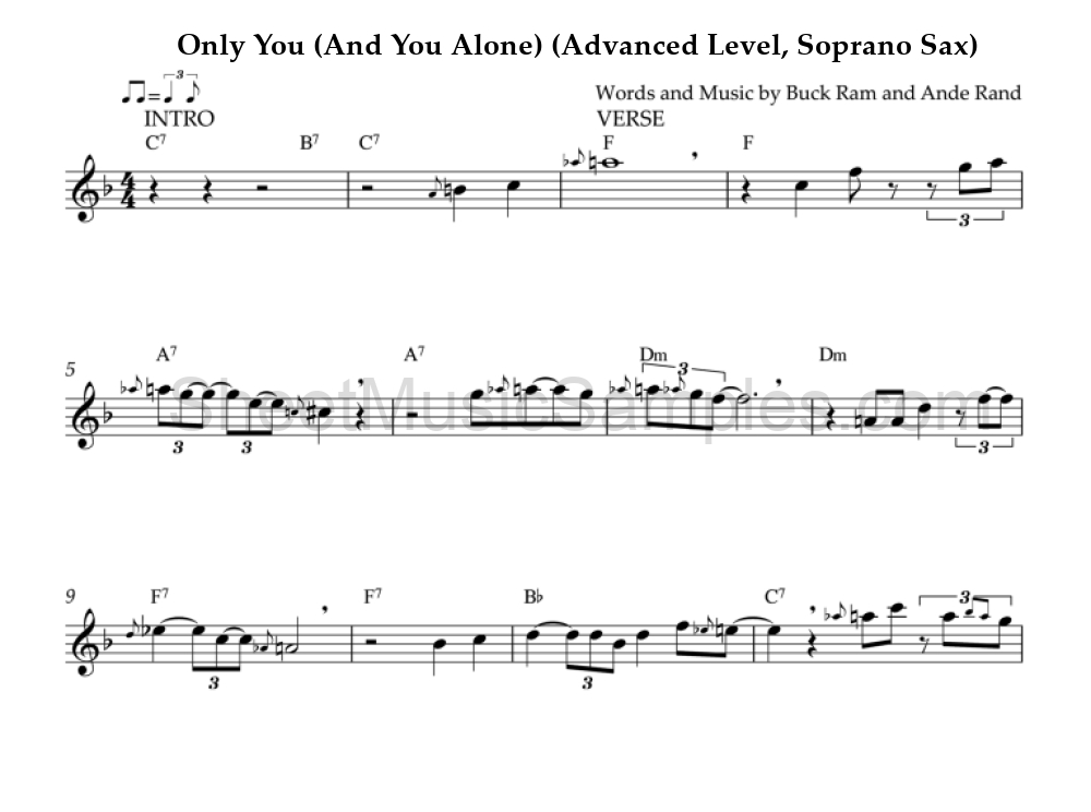 Only You (And You Alone) (Advanced Level, Soprano Sax)