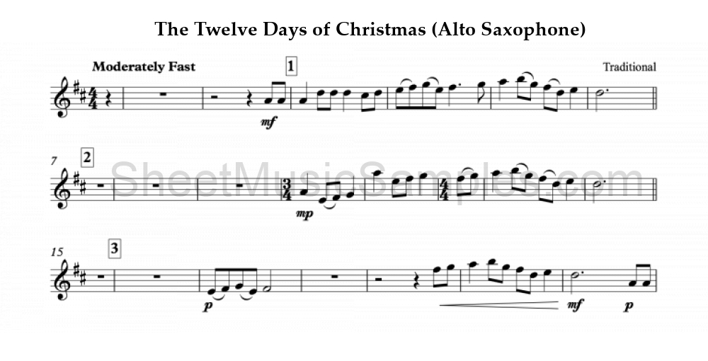 The Twelve Days of Christmas (Alto Saxophone)