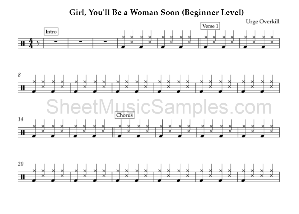 Girl, You'll Be a Woman Soon (Beginner Level)