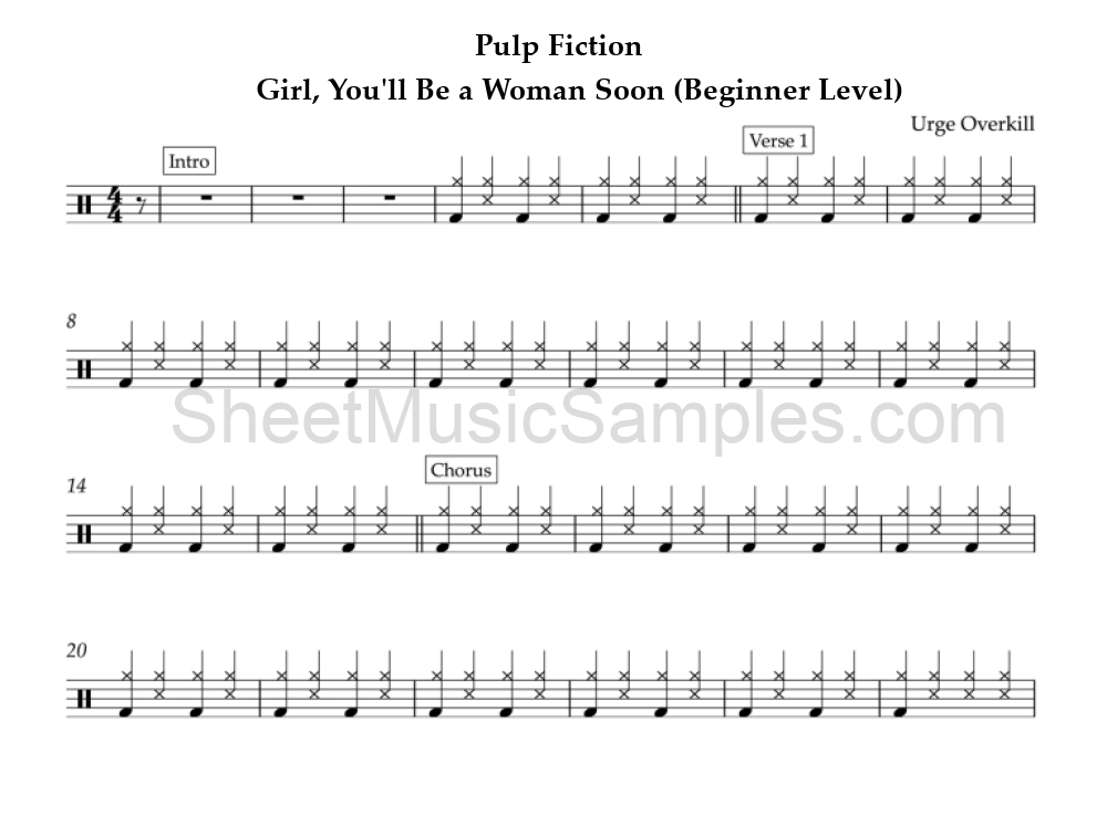 Pulp Fiction - Girl, You'll Be a Woman Soon (Beginner Level)