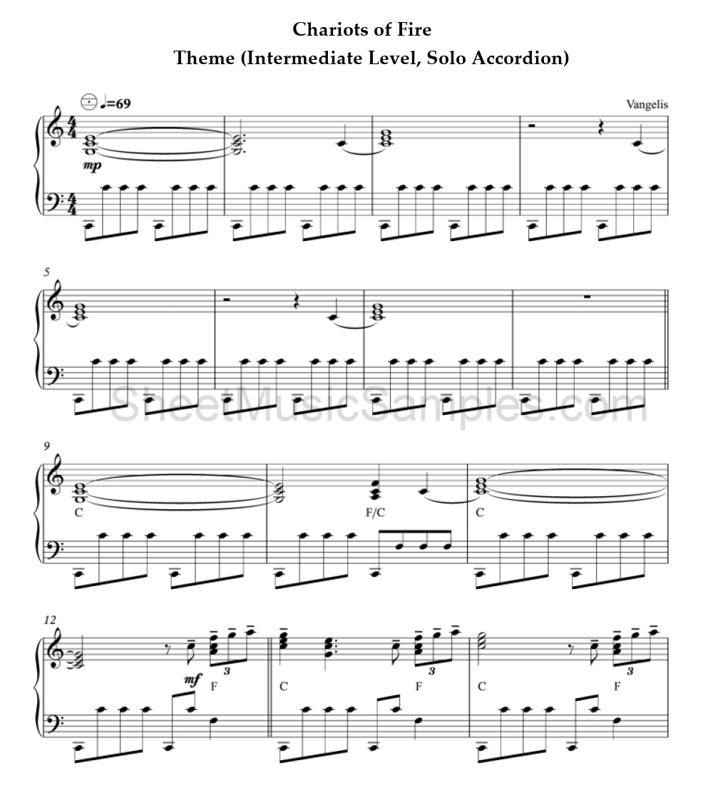 Chariots of Fire - Theme (Intermediate Level, Solo Accordion)