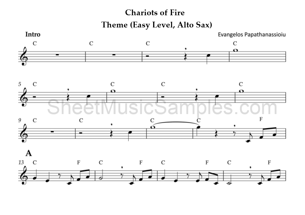 Chariots of Fire - Theme (Easy Level, Alto Sax)