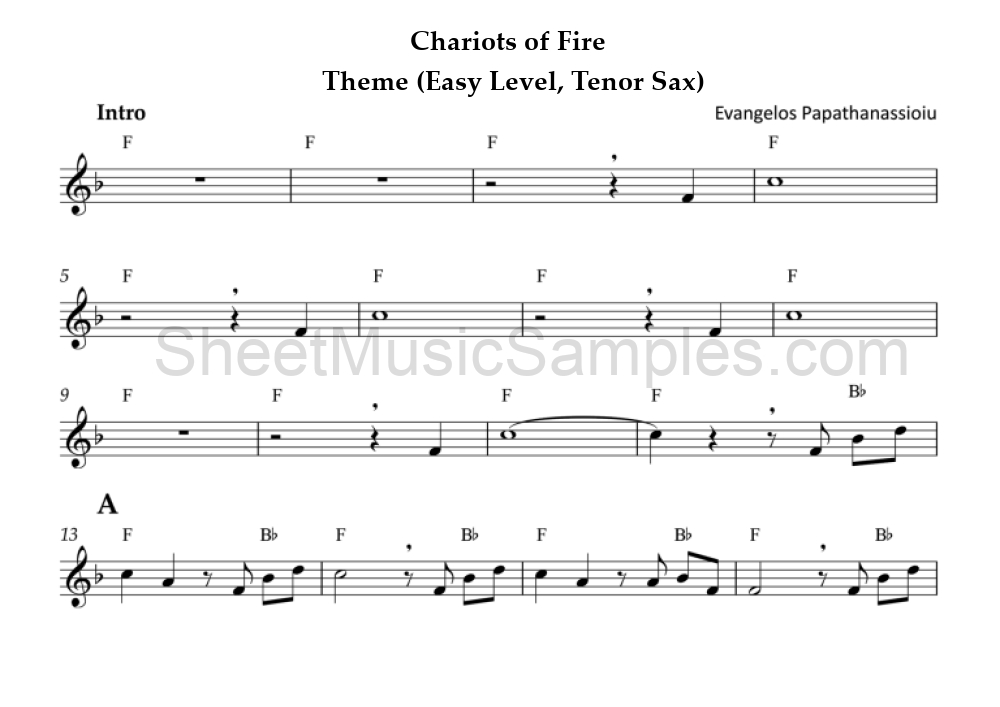 Chariots of Fire - Theme (Easy Level, Tenor Sax)