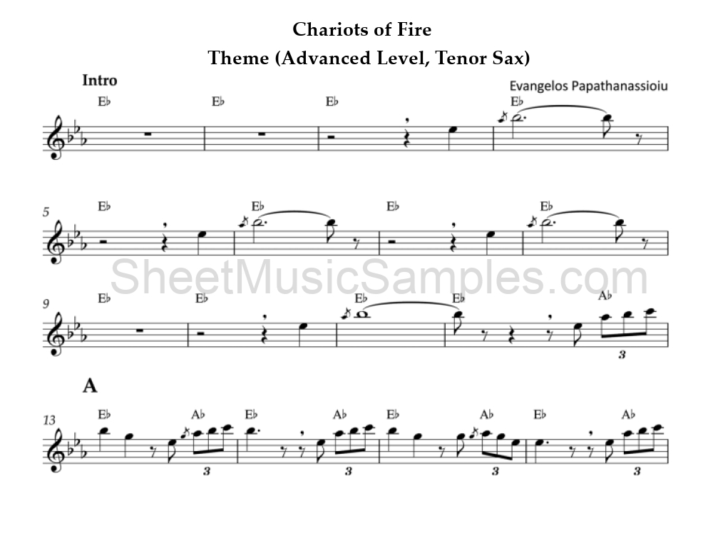 Chariots of Fire - Theme (Advanced Level, Tenor Sax)