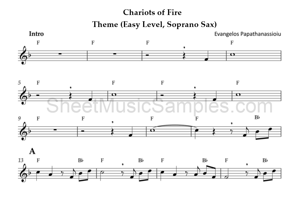 Chariots of Fire - Theme (Easy Level, Soprano Sax)