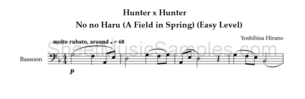 Hunter x Hunter - No no Haru (A Field in Spring) (Easy Level)