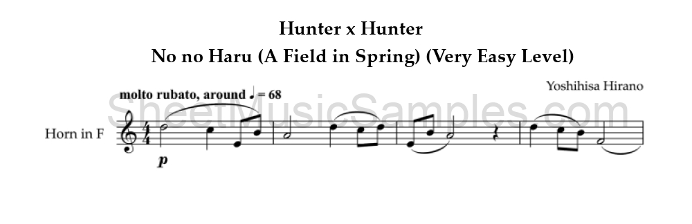 Hunter x Hunter - No no Haru (A Field in Spring) (Very Easy Level)