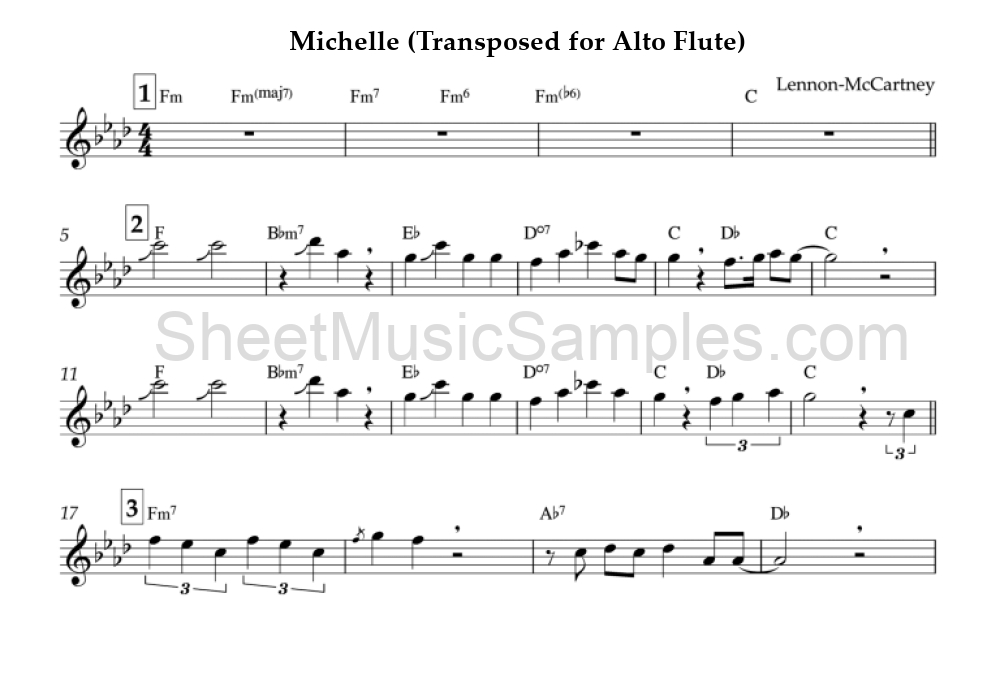 Michelle (Transposed for Alto Flute)