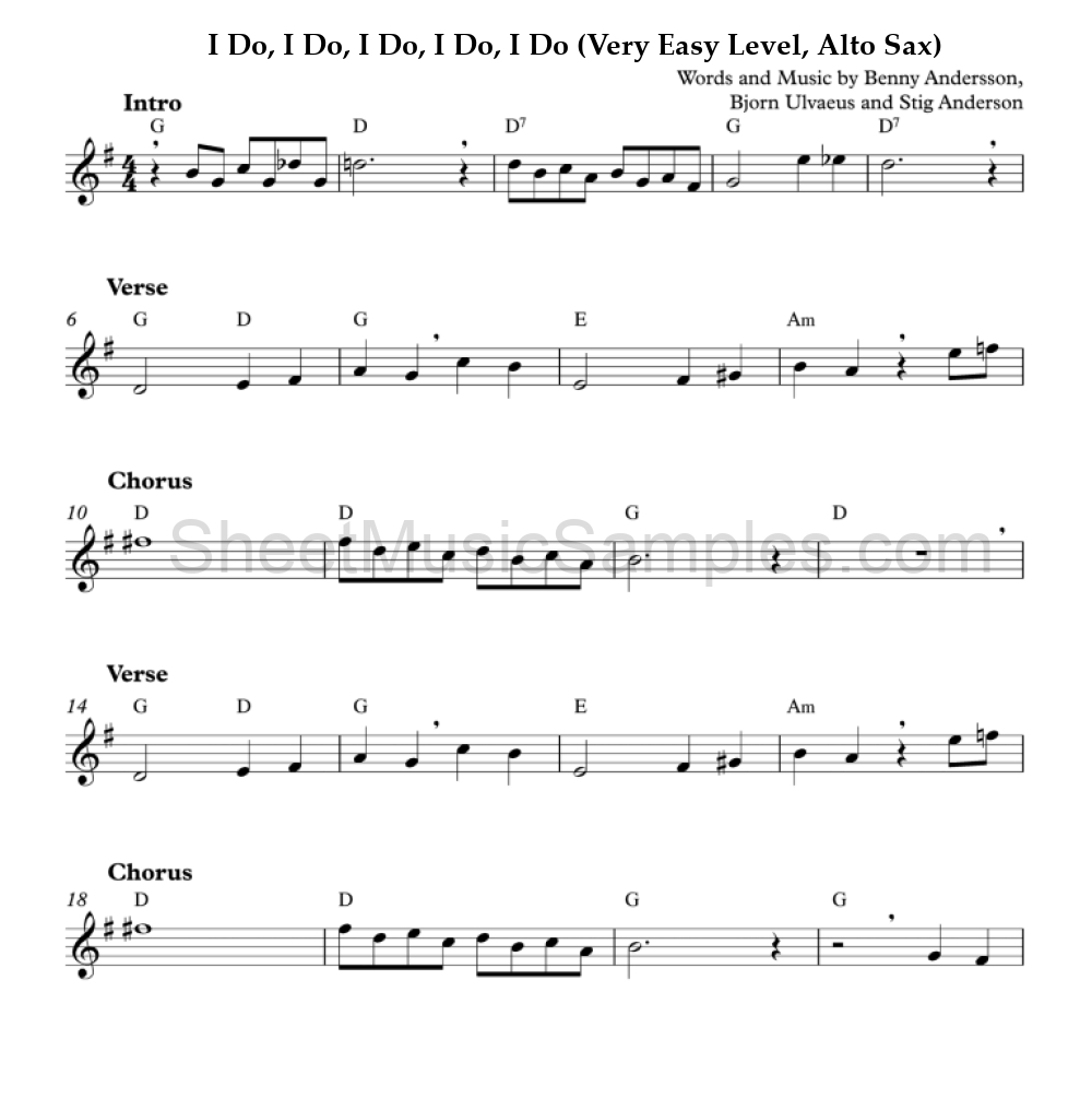 I Do, I Do, I Do, I Do, I Do (Very Easy Level, Alto Sax)