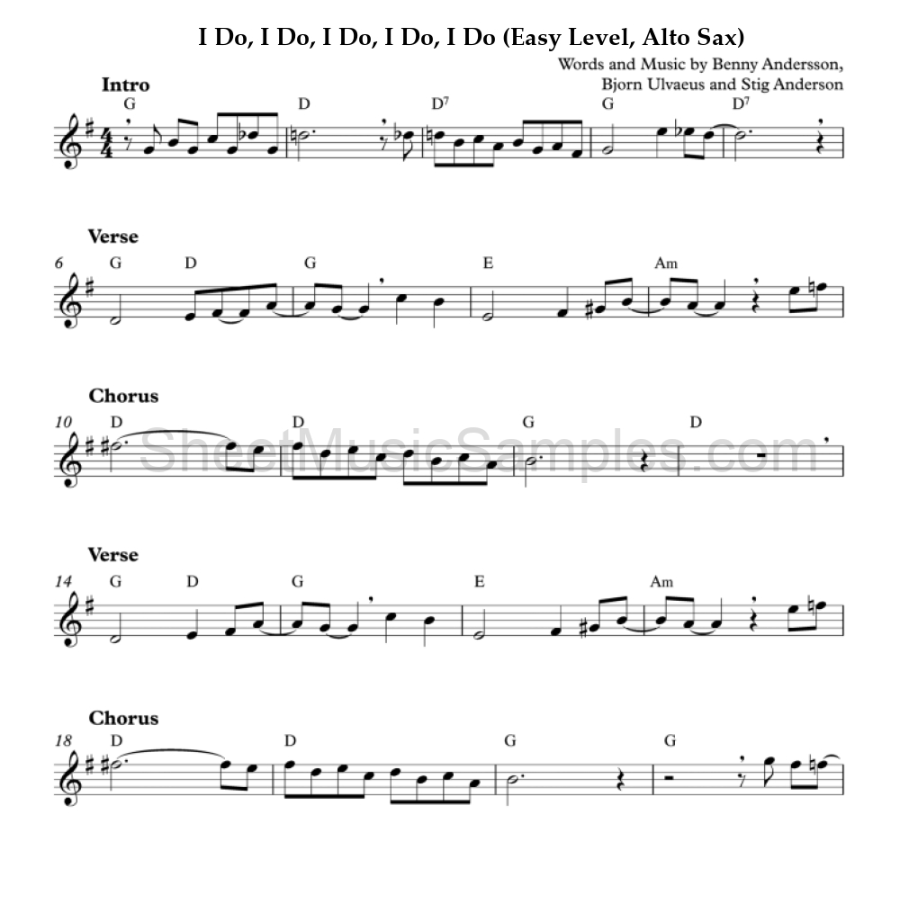 I Do, I Do, I Do, I Do, I Do (Easy Level, Alto Sax)