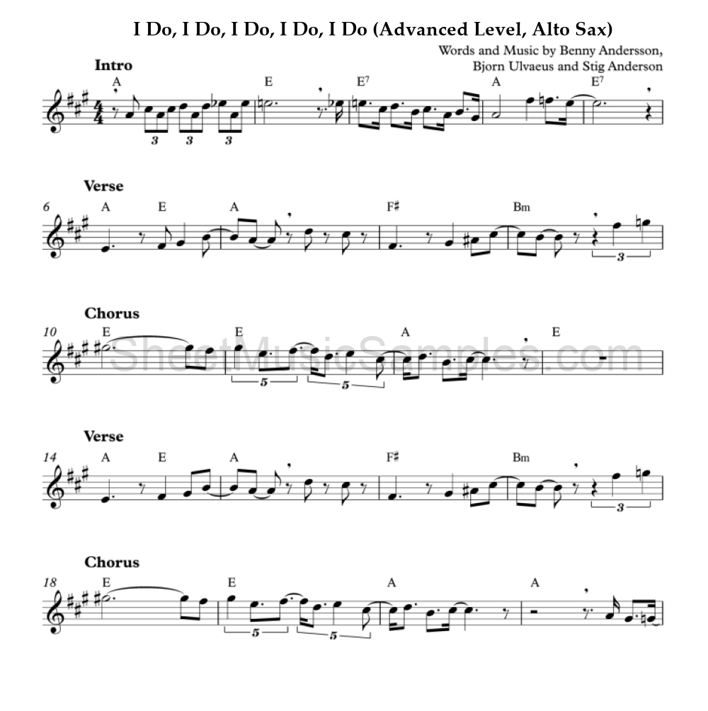 I Do, I Do, I Do, I Do, I Do (Advanced Level, Alto Sax)