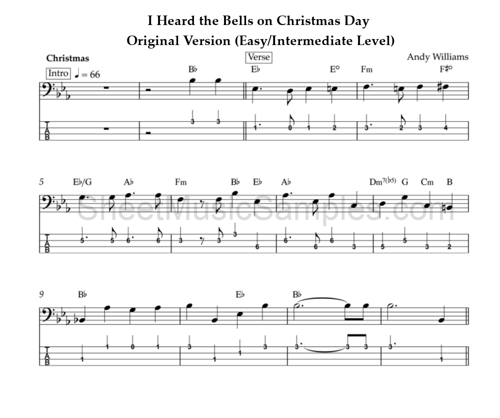 I Heard the Bells on Christmas Day - Original Version (Easy/Intermediate Level)