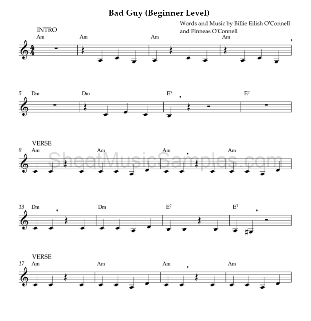 Bad Guy (Beginner Level)