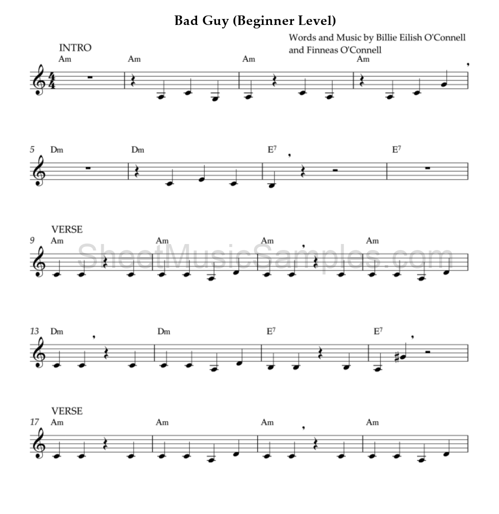 Bad Guy (Beginner Level)