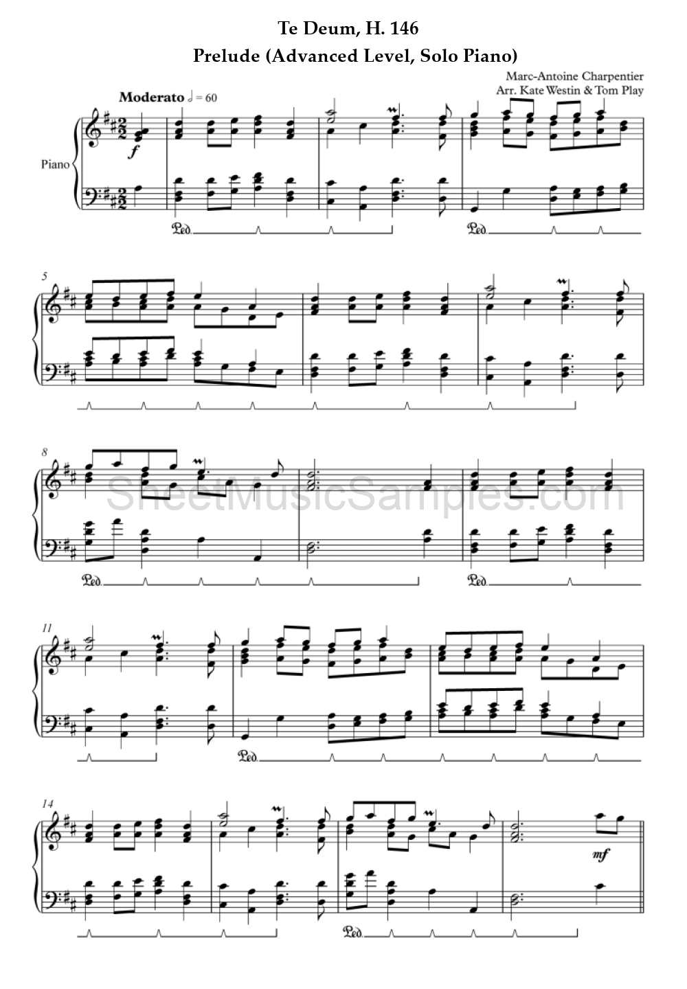 Te Deum, H. 146 - Prelude (Advanced Level, Solo Piano)