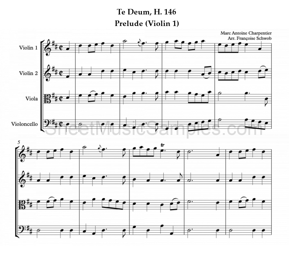 Te Deum, H. 146 - Prelude (Violin 1)