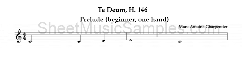 Te Deum, H. 146 - Prelude (beginner, one hand)