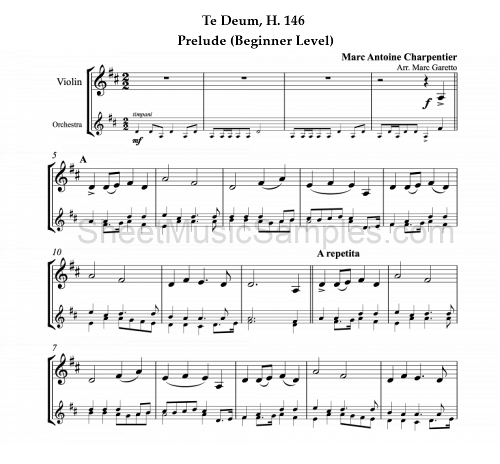 Te Deum, H. 146 - Prelude (Beginner Level)