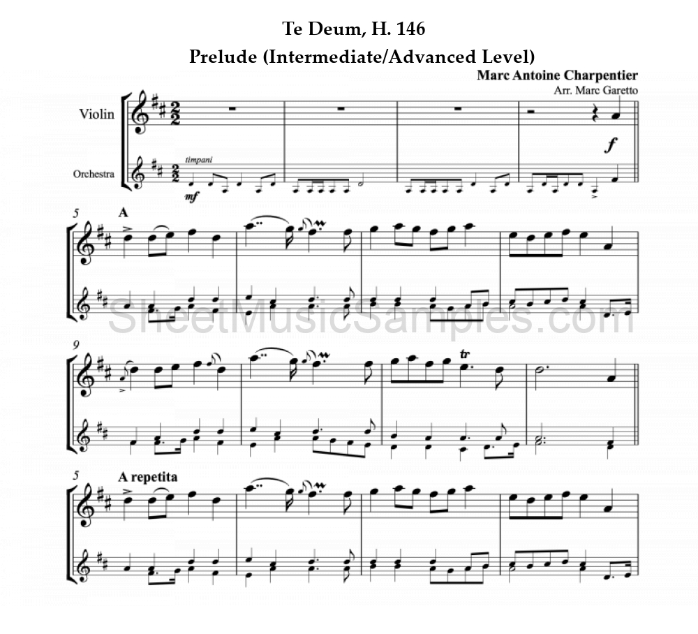 Te Deum, H. 146 - Prelude (Intermediate/Advanced Level)