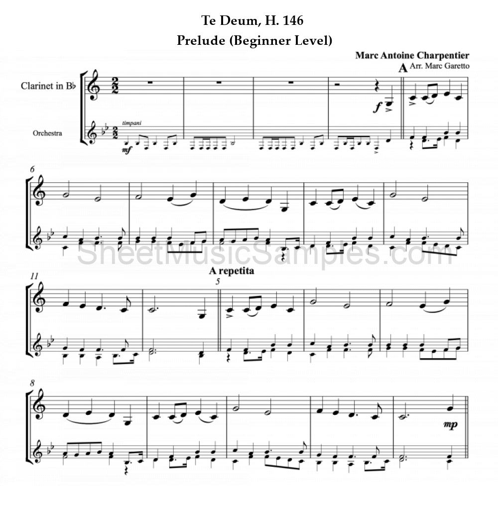 Te Deum, H. 146 - Prelude (Beginner Level)