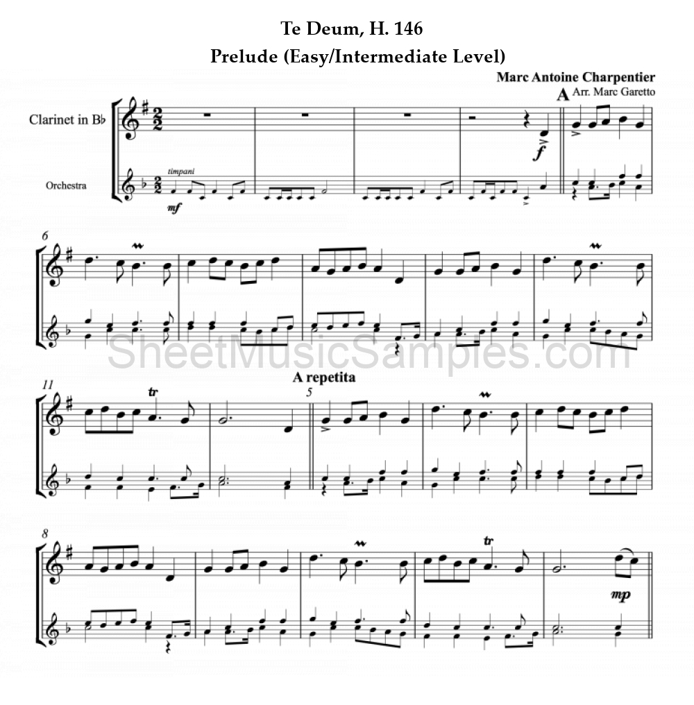 Te Deum, H. 146 - Prelude (Easy/Intermediate Level)