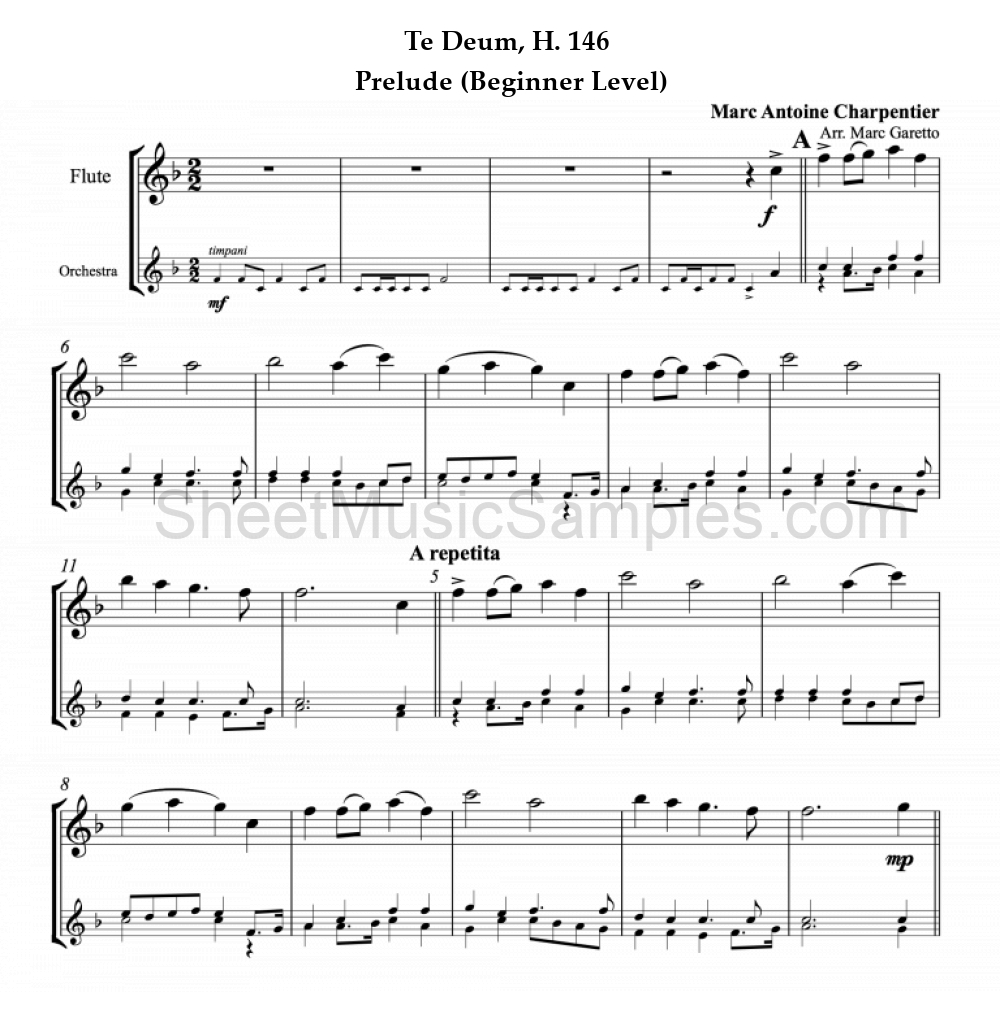 Te Deum, H. 146 - Prelude (Beginner Level)