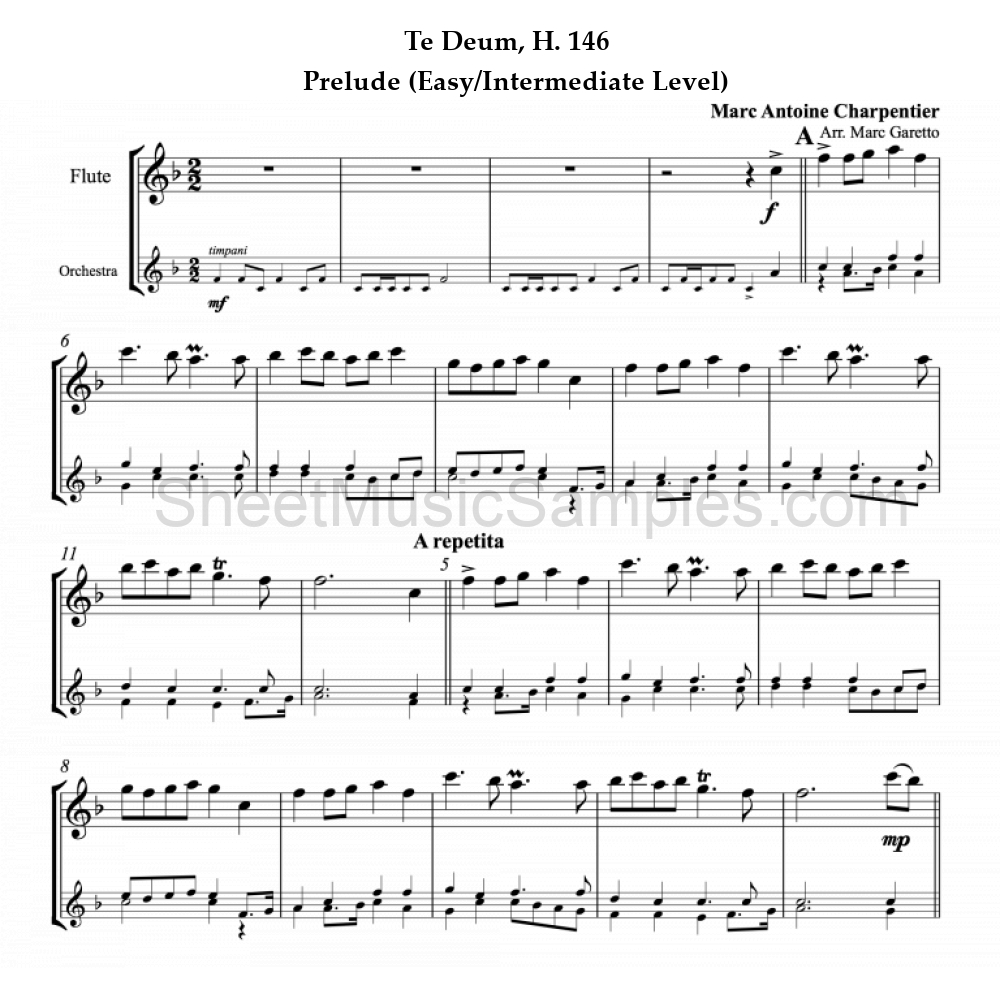 Te Deum, H. 146 - Prelude (Easy/Intermediate Level)