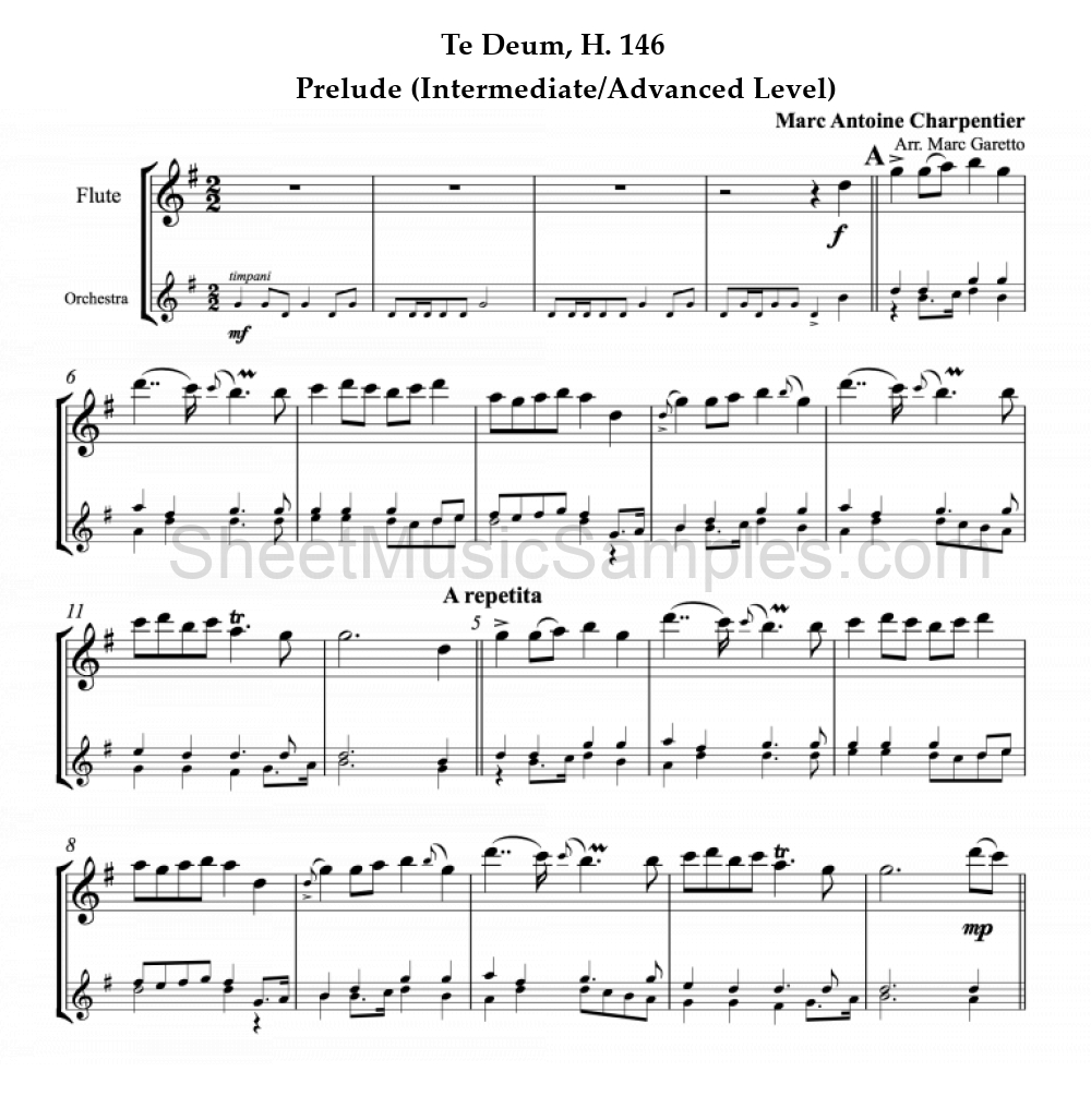 Te Deum, H. 146 - Prelude (Intermediate/Advanced Level)