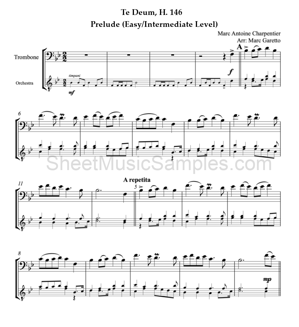 Te Deum, H. 146 - Prelude (Easy/Intermediate Level)