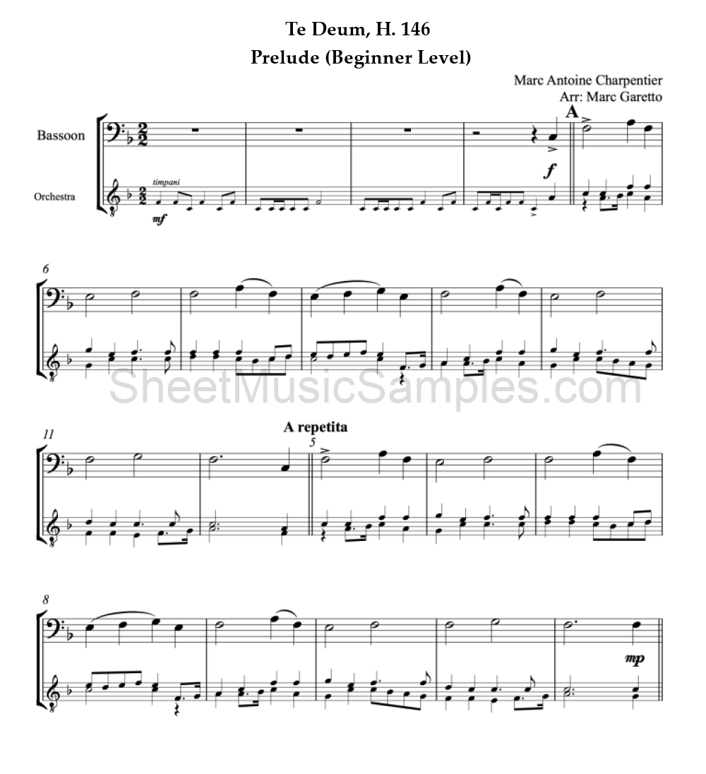 Te Deum, H. 146 - Prelude (Beginner Level)