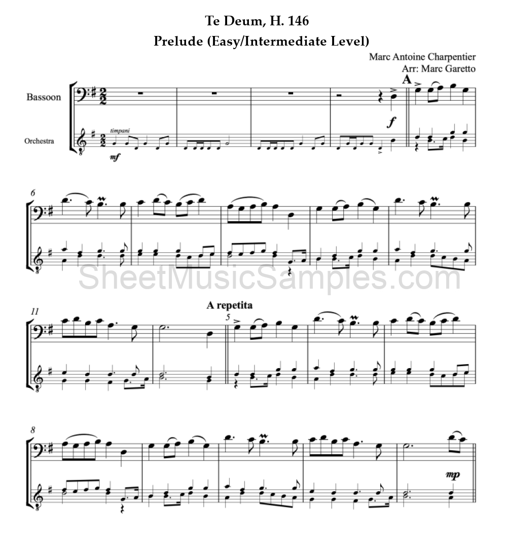 Te Deum, H. 146 - Prelude (Easy/Intermediate Level)