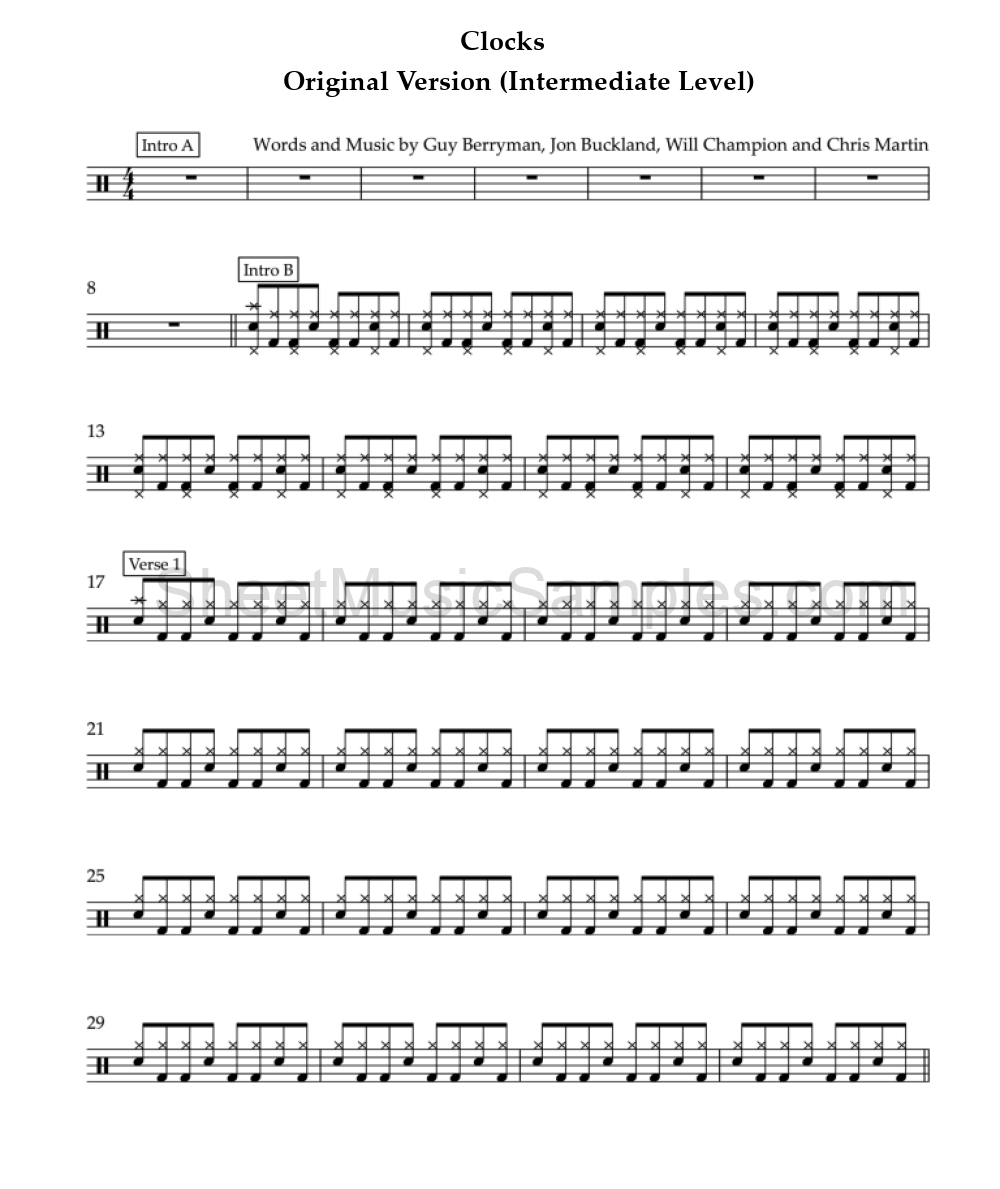 Clocks - Original Version (Intermediate Level)