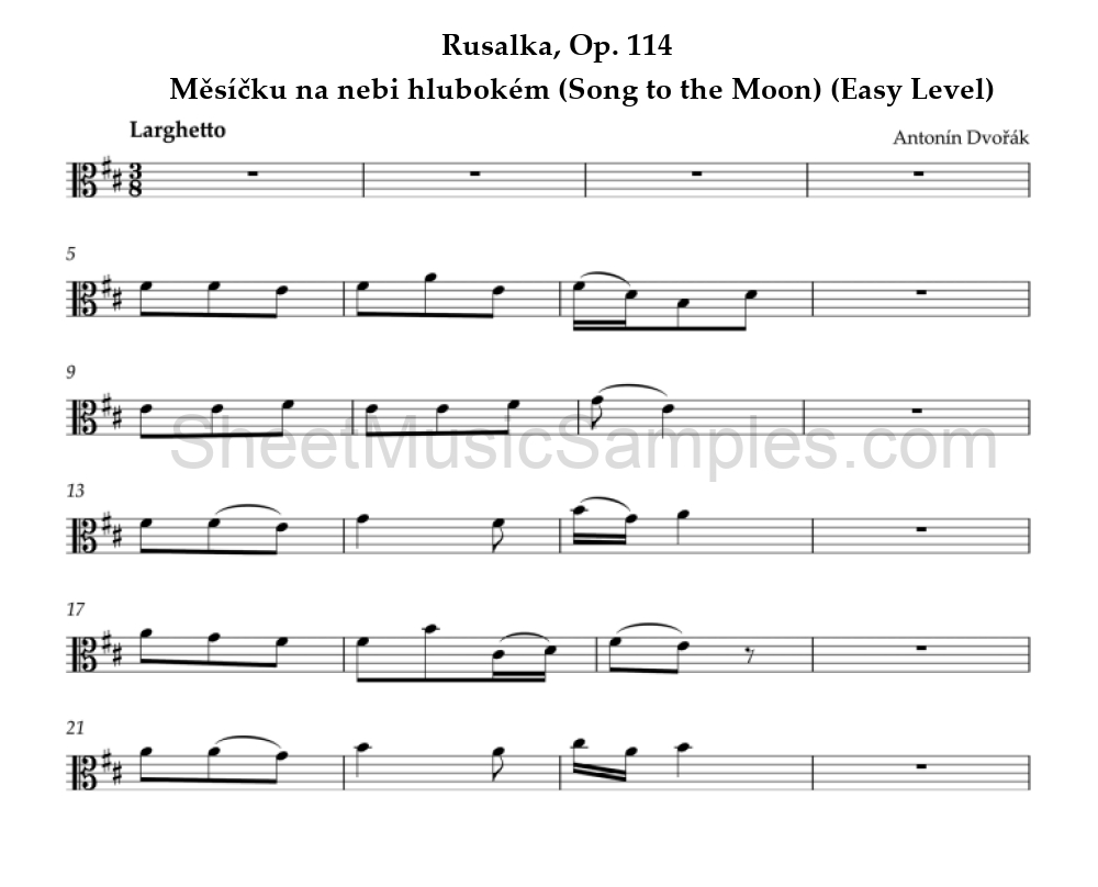 Rusalka, Op. 114 - Měsíčku na nebi hlubokém (Song to the Moon) (Easy Level)