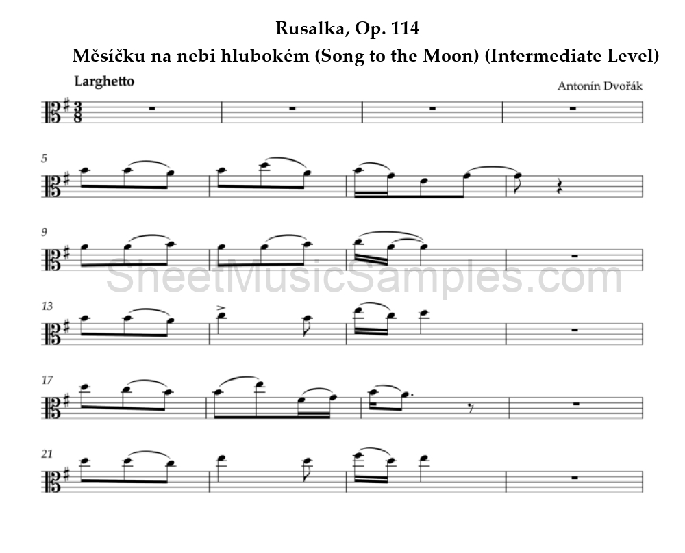 Rusalka, Op. 114 - Měsíčku na nebi hlubokém (Song to the Moon) (Intermediate Level)