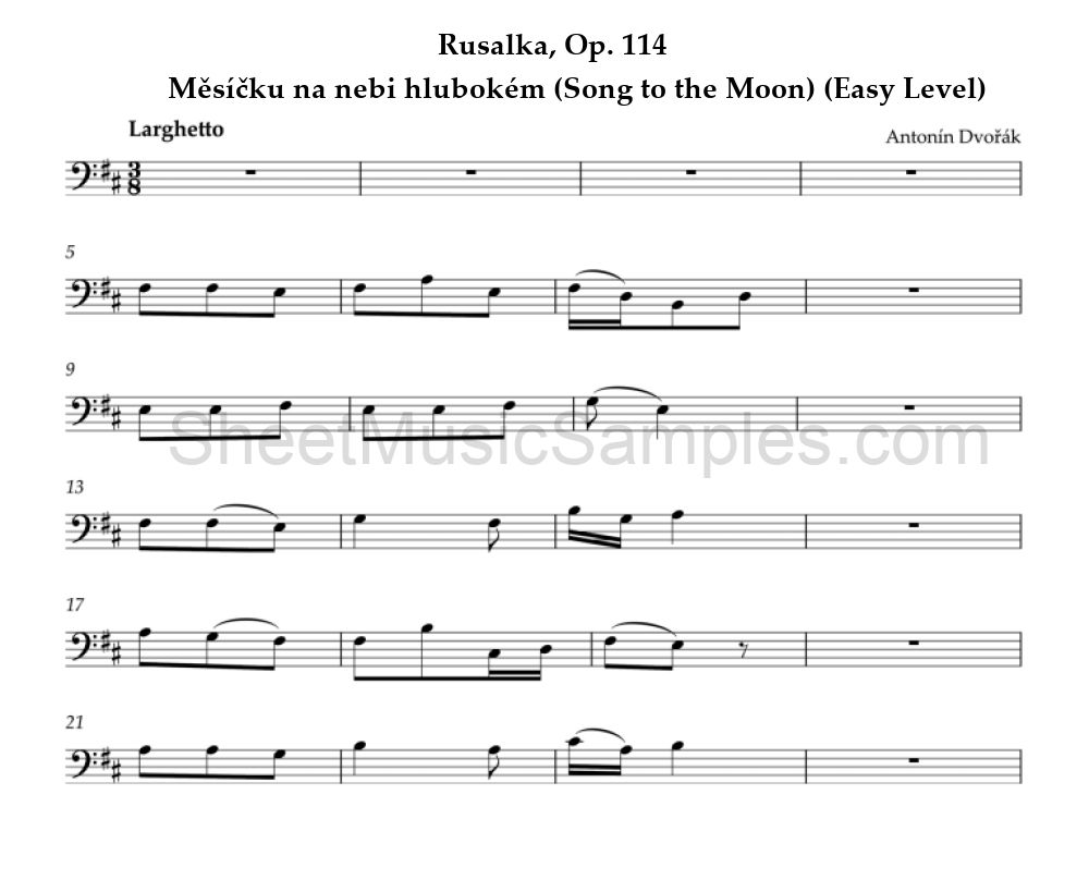 Rusalka, Op. 114 - Měsíčku na nebi hlubokém (Song to the Moon) (Easy Level)