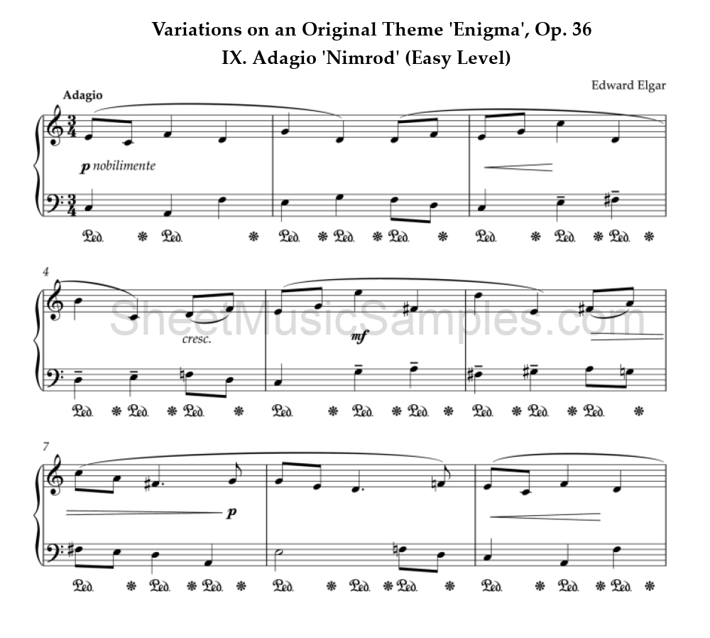 Variations on an Original Theme 'Enigma', Op. 36 - IX. Adagio 'Nimrod' (Easy Level)