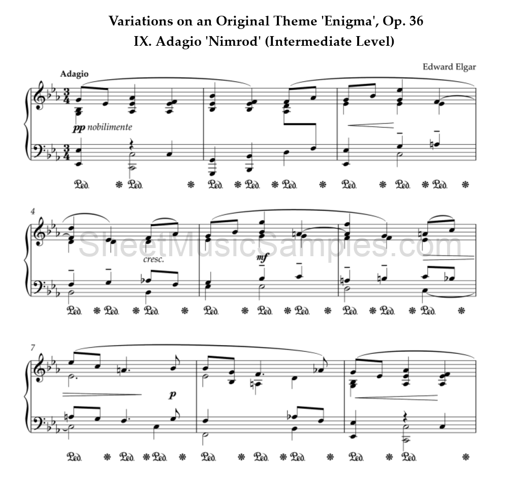 Variations on an Original Theme 'Enigma', Op. 36 - IX. Adagio 'Nimrod' (Intermediate Level)