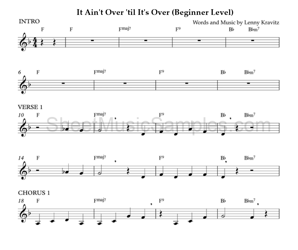 It Ain't Over 'til It's Over (Beginner Level)