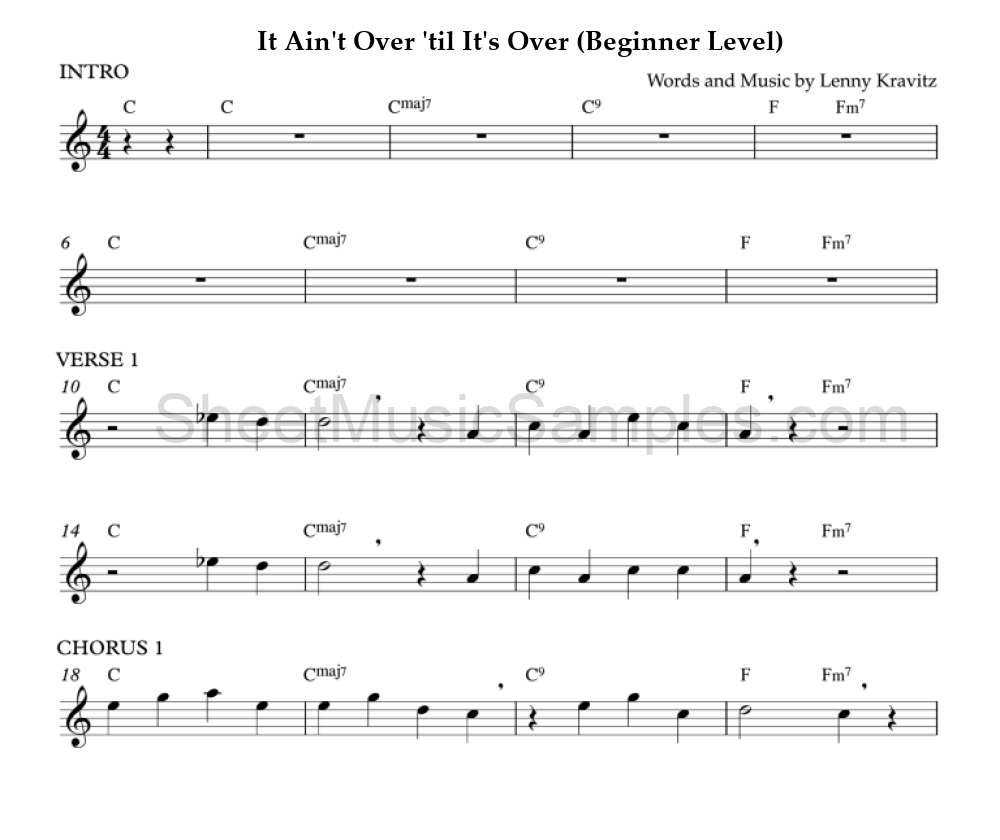 It Ain't Over 'til It's Over (Beginner Level)