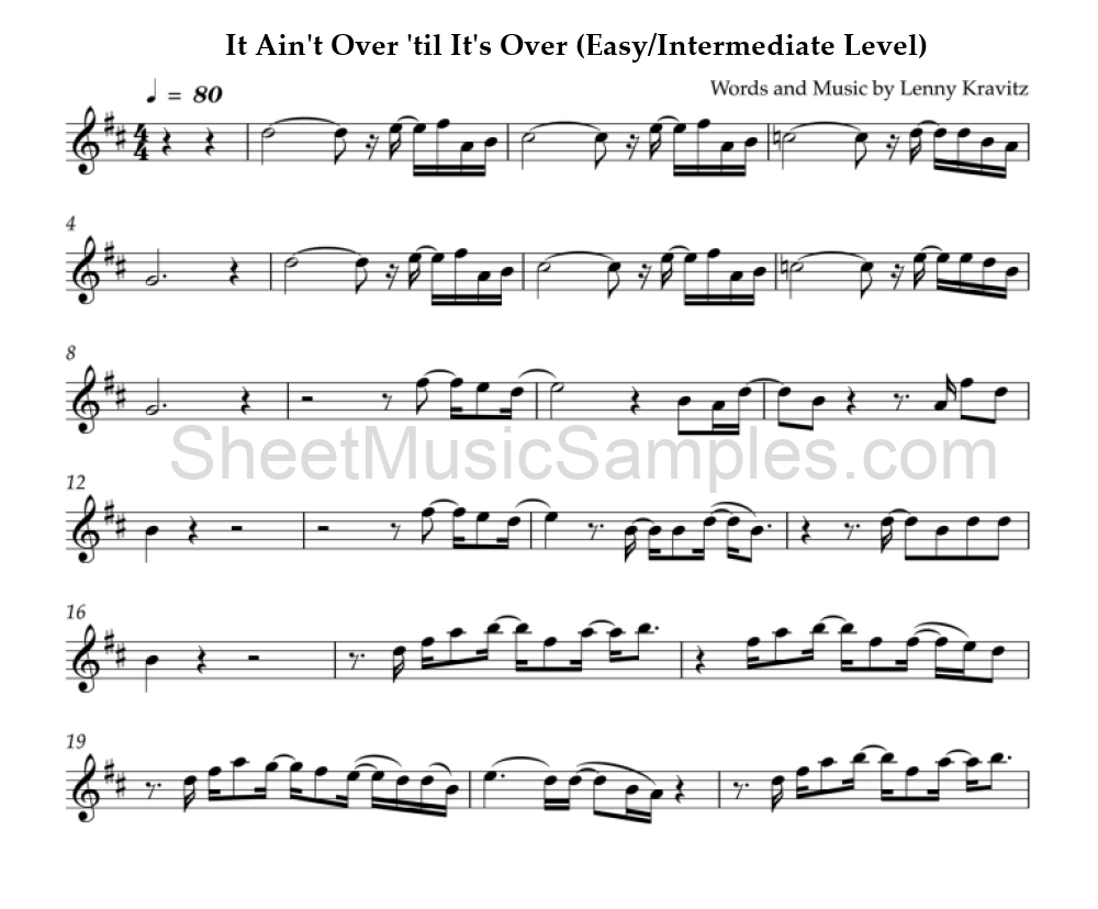 It Ain't Over 'til It's Over (Easy/Intermediate Level)