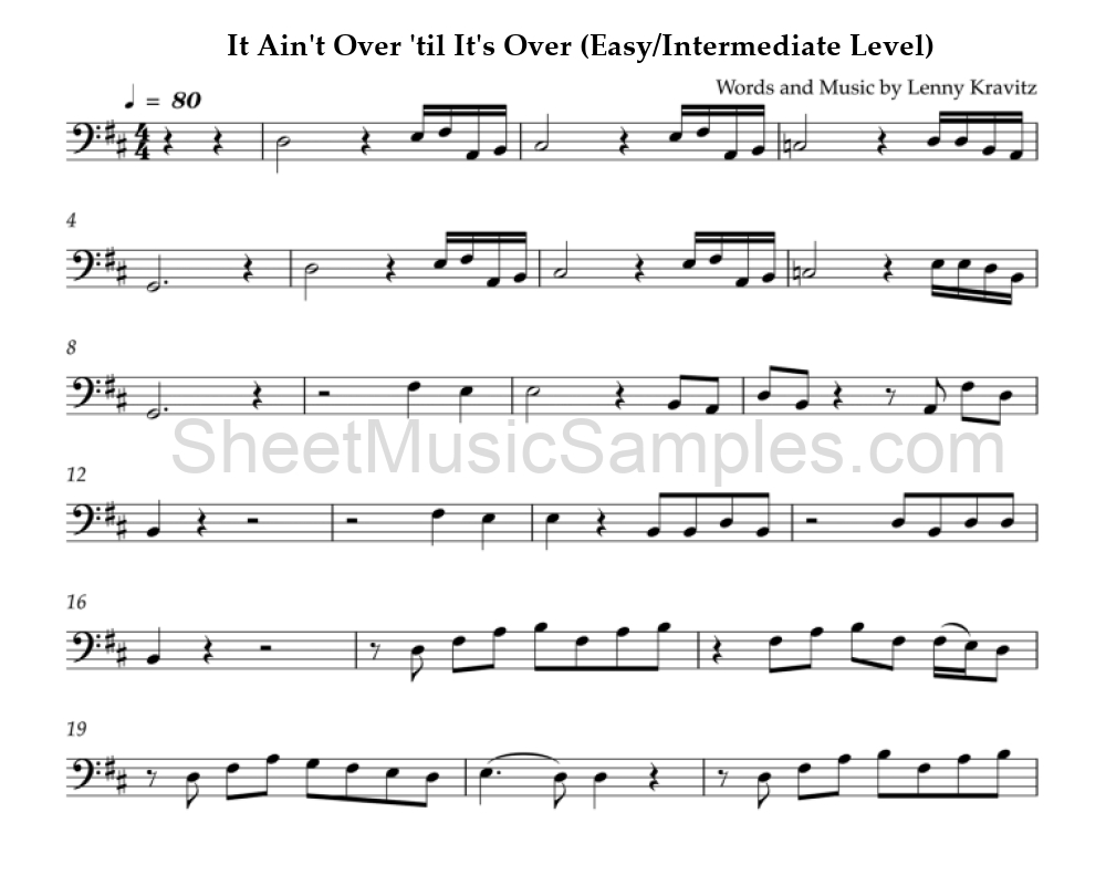 It Ain't Over 'til It's Over (Easy/Intermediate Level)