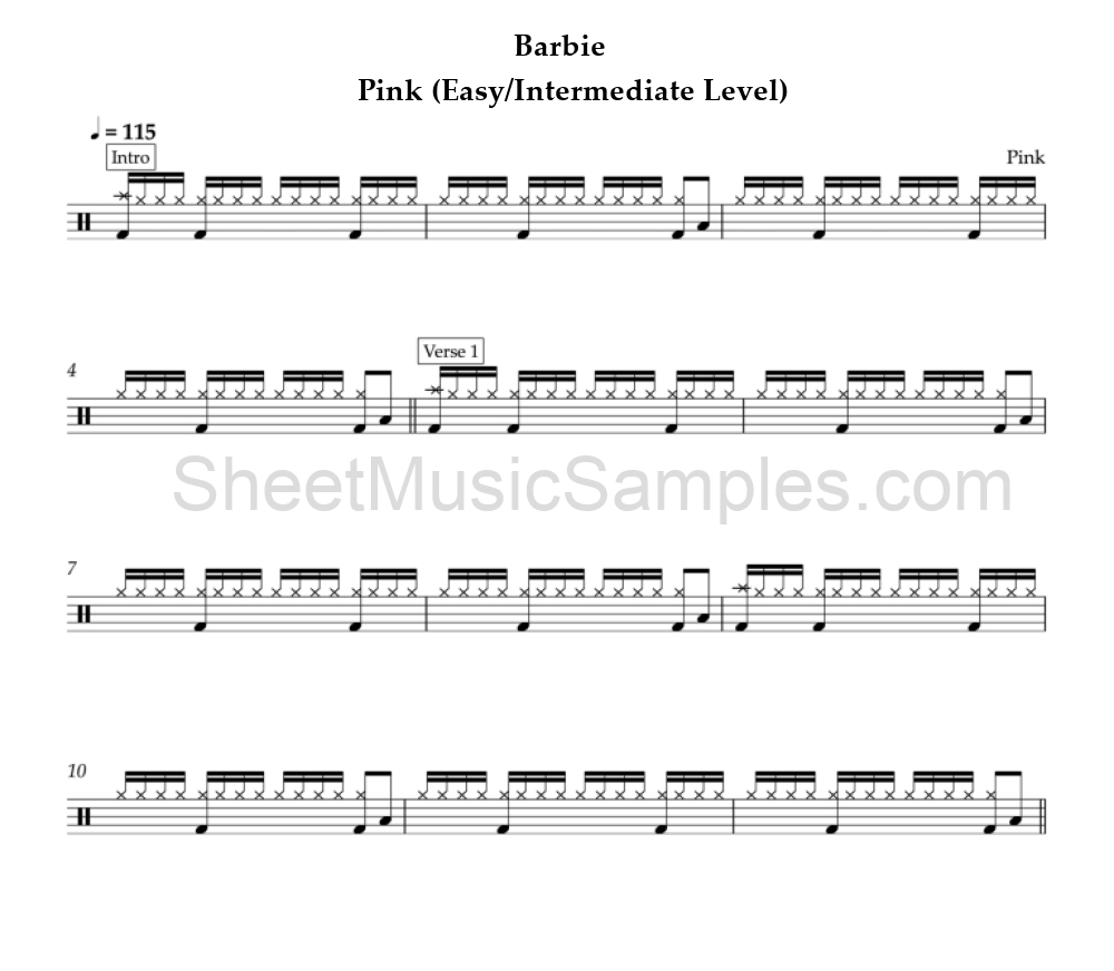 Barbie - Pink (Easy/Intermediate Level)