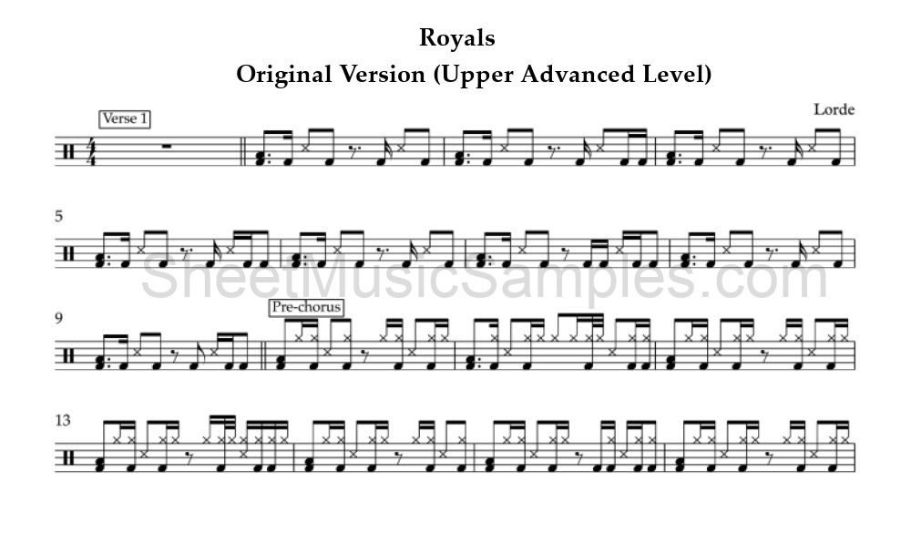 Royals - Original Version (Upper Advanced Level)