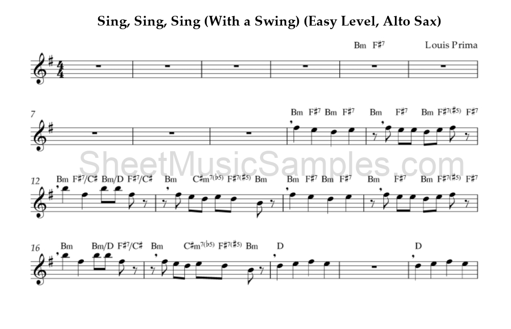 Sing, Sing, Sing (With a Swing) (Easy Level, Alto Sax)