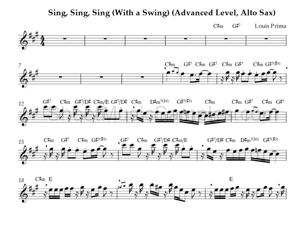 Sing, Sing, Sing (With a Swing) (Advanced Level, Alto Sax)