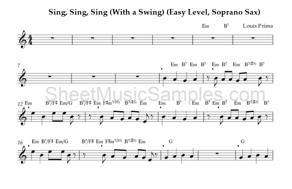 Sing, Sing, Sing (With a Swing) (Easy Level, Soprano Sax)