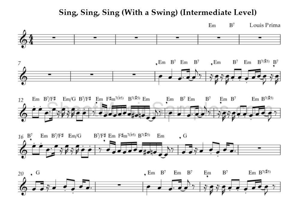 Sing, Sing, Sing (With a Swing) (Intermediate Level)