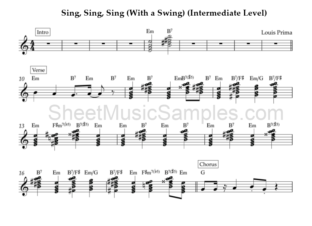 Sing, Sing, Sing (With a Swing) (Intermediate Level)