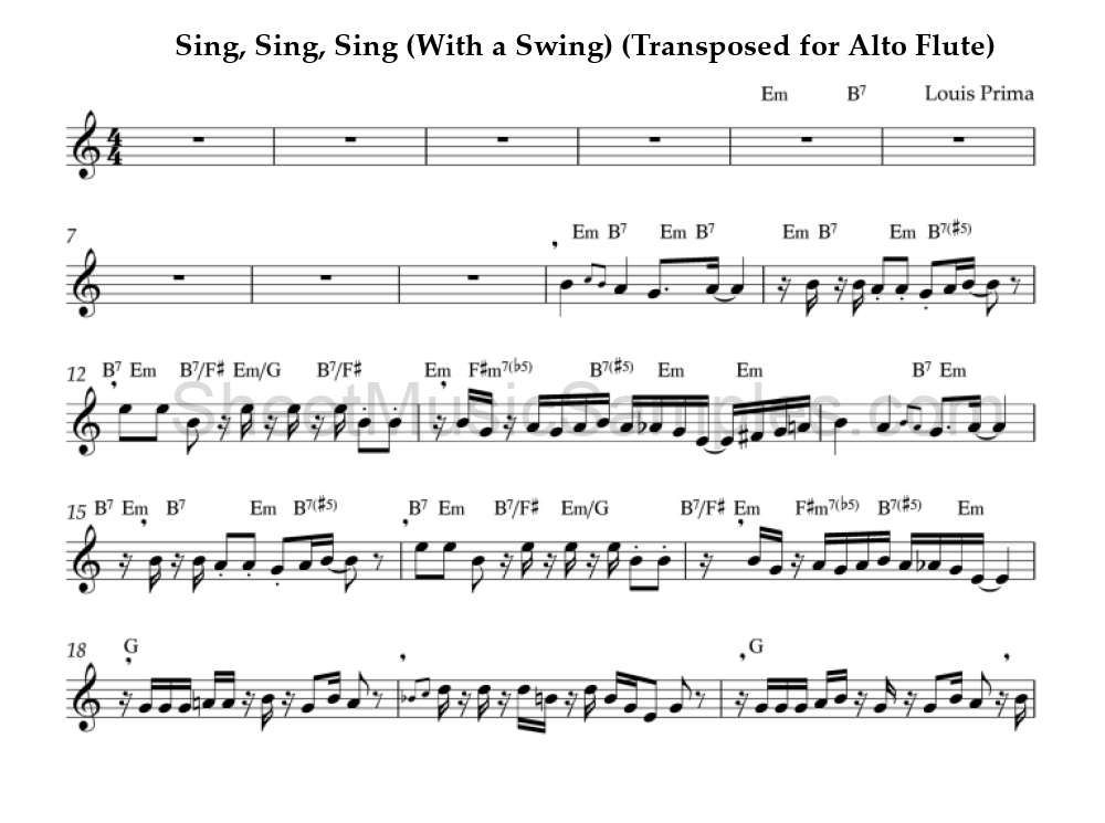 Sing, Sing, Sing (With a Swing) (Transposed for Alto Flute)