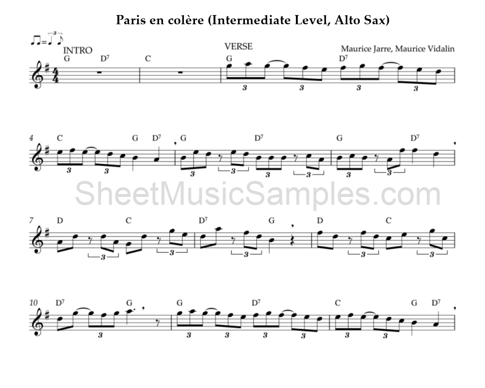 Paris en colère (Intermediate Level, Alto Sax)